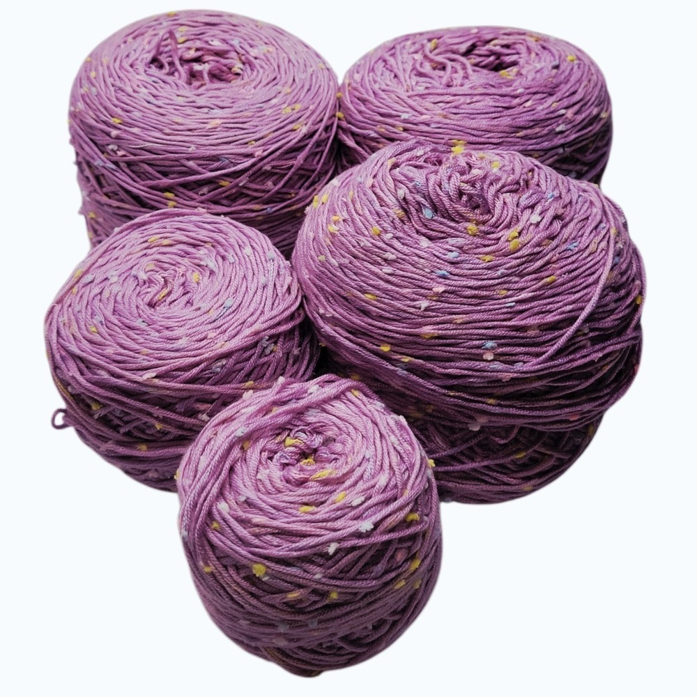 Tweed Twinkles Yarn Lot Purple Cotton Flecked 6 Skeins Cakes Crochet Dishcloth